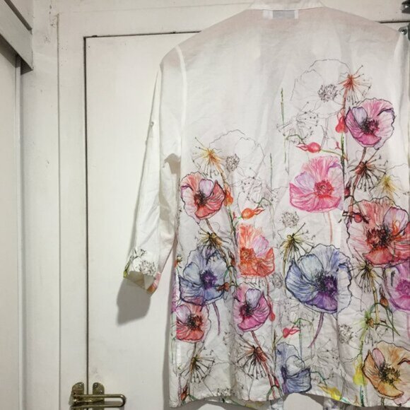 JUST WHITE DESIGN by SE FLORAL PRINT SHIRTS SIZE 42 - Picture 7 of 8